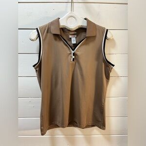 IZOD Tan Sleeveless Golf Polo Top – Women’s L